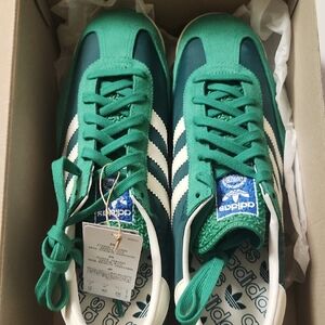 Adidas Green and White Sneakers